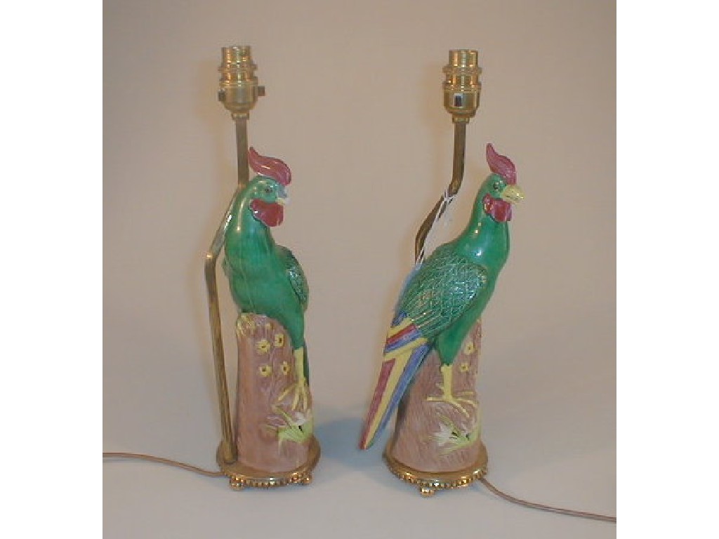 Appraisal: A pair of modern pottery table lamp bases modelled as