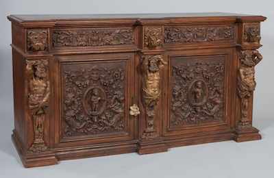 Appraisal: A Profusely Carved Italian Renaissance Revival Style Sideboard Measuring apprx