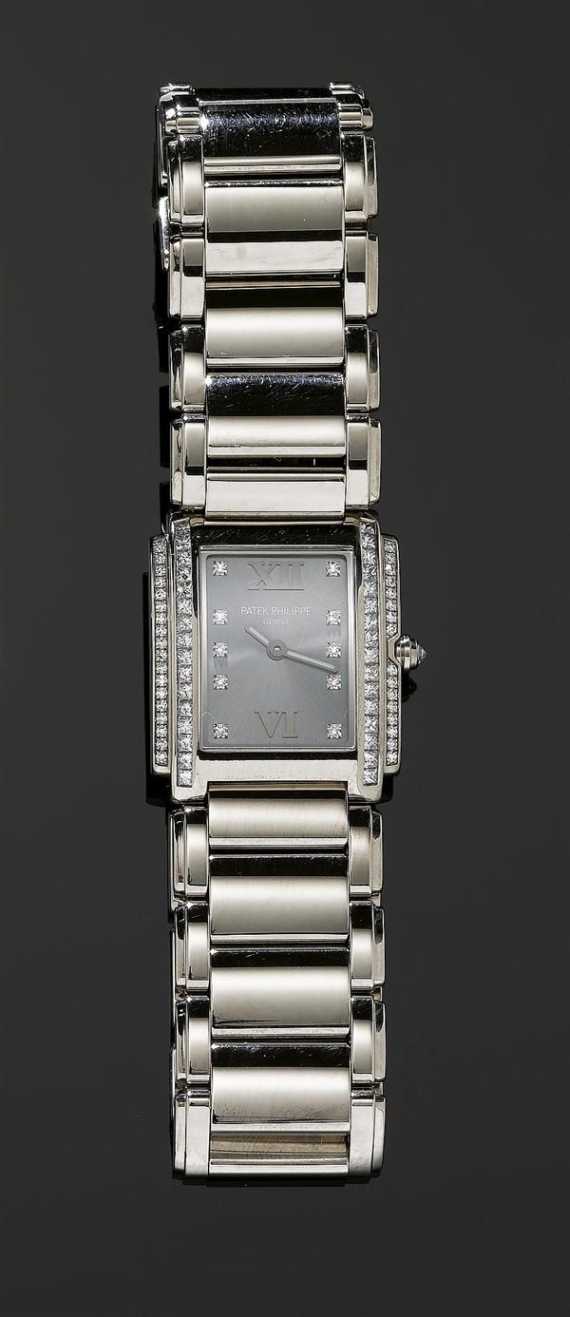 Appraisal: DIAMOND LADY'S WRISTWATCH PATEK PHILIPPE TWENTY- White gold Retangular case