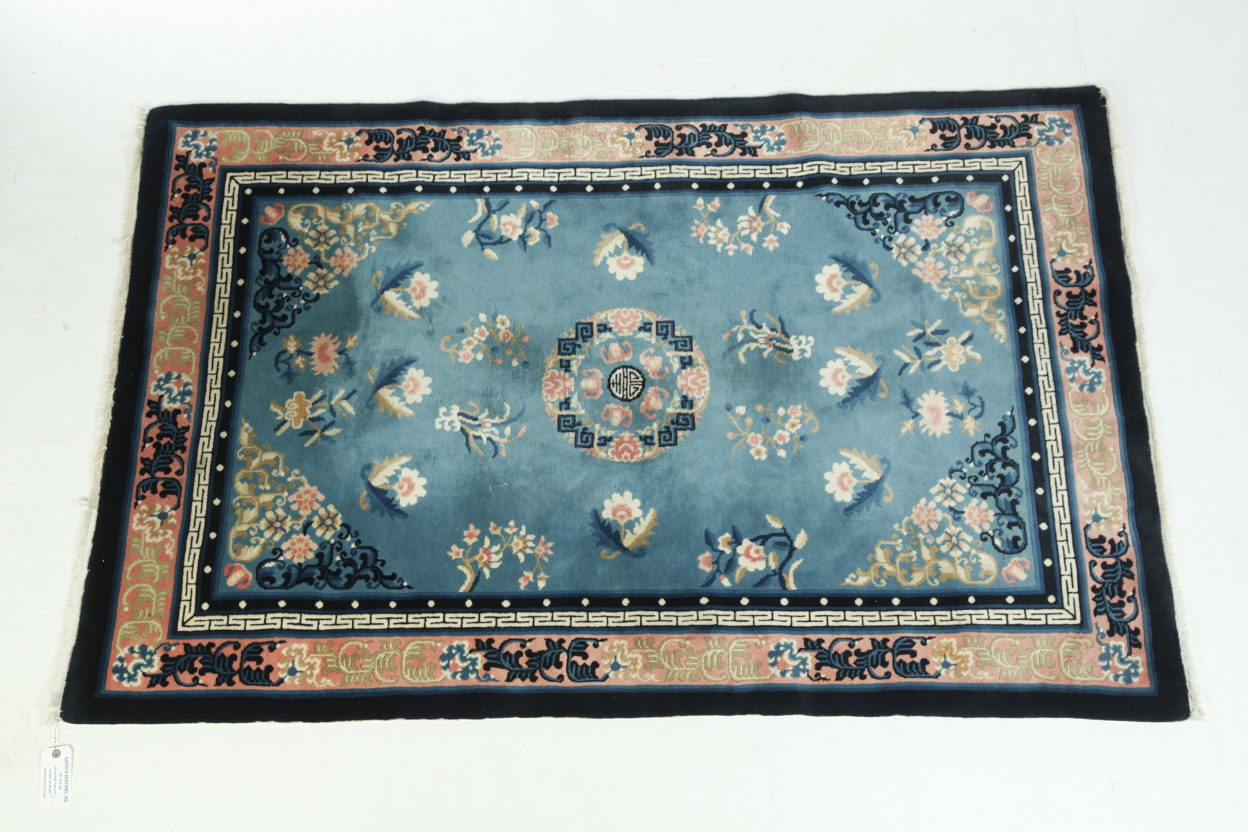 Appraisal: CHINESE RUG Late th century Blue ground ' x '