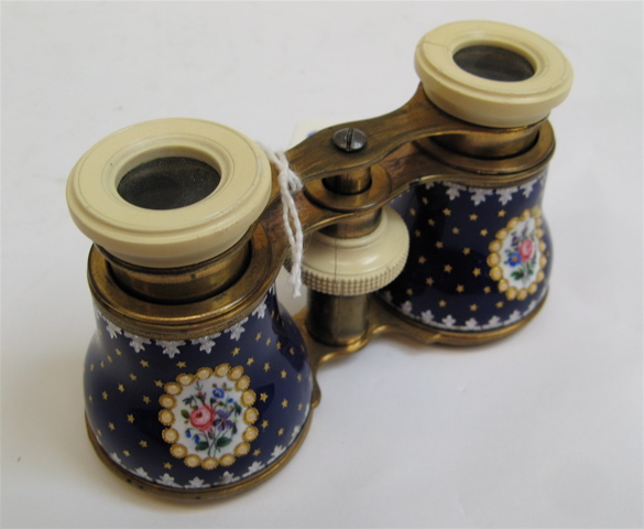 Appraisal: PAIR FRENCH TH CENTURY LADY'S OPERA GLASSES cobalt blue enamel