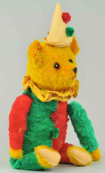 Appraisal: CLOWN TEDDY BEAR WITH MUSICAL BELLOWS c 's German very