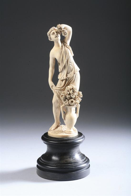 Appraisal: CONTINENTAL CARVED IVORY FIGURE OF A CLASSICAL BEAUTY th century