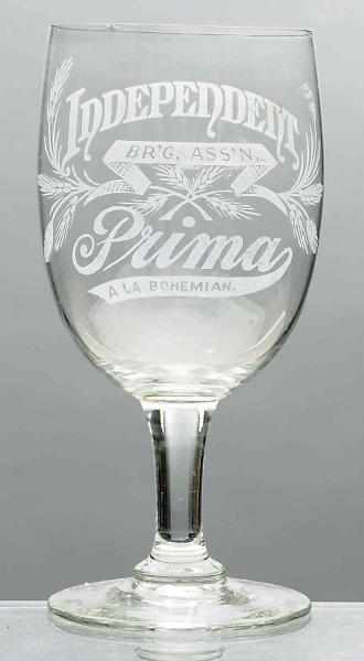 Appraisal: Prima Acid-Etched Pilsner Beer Glass Independent Brewing Association Larger logo