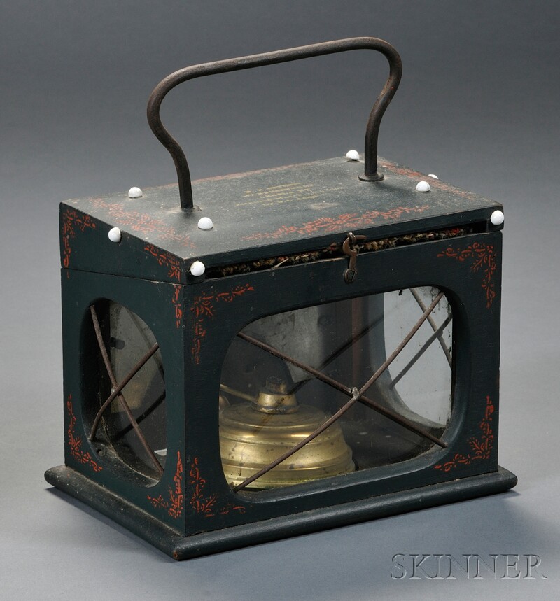 Appraisal: Paint-decorated Wood and Tin Lantern R B Ostrom Manufacturer Angola