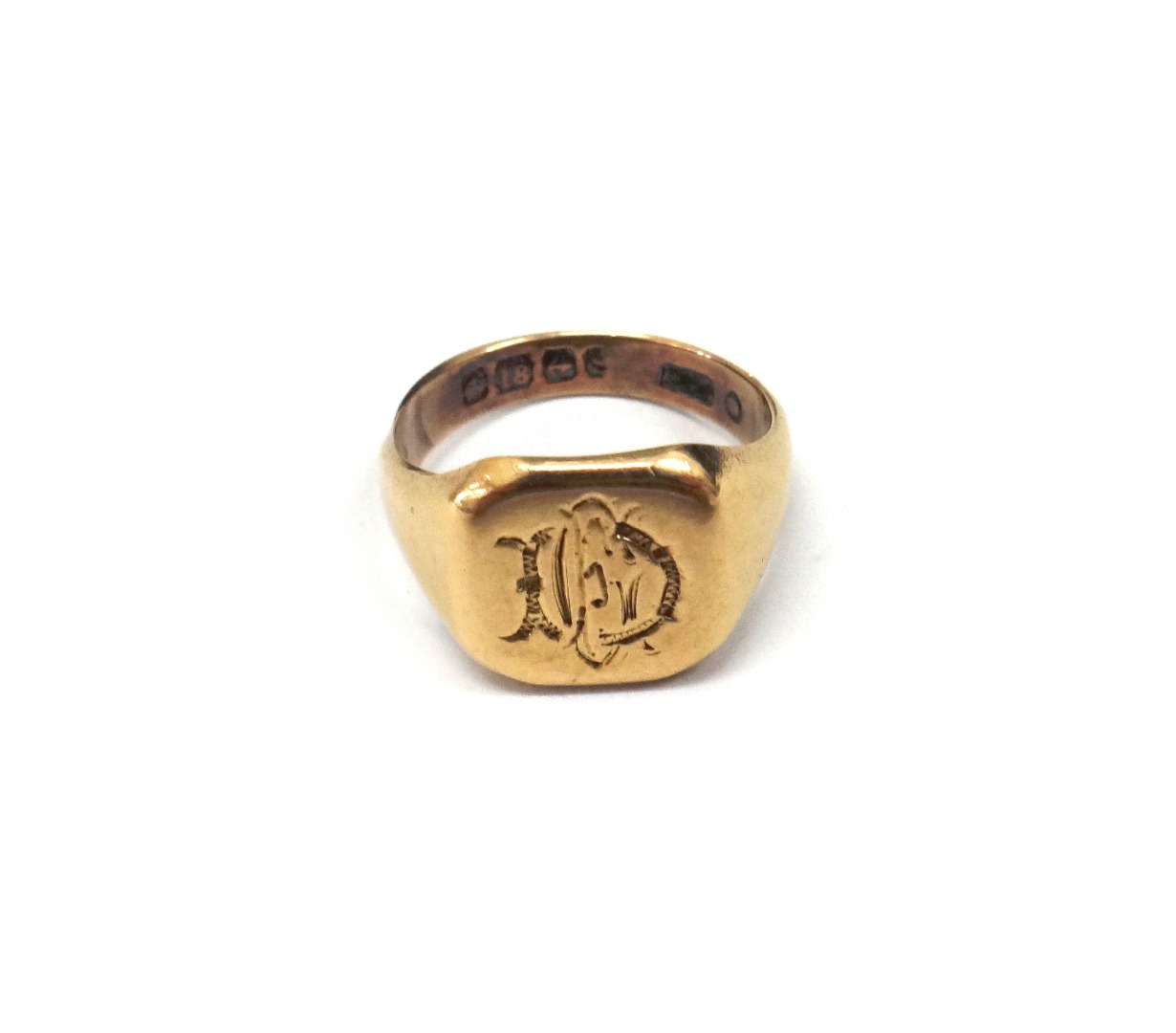 Appraisal: An ct gold signet ring Birmingham engraved monogram interior inscribed