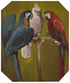 Appraisal: th Century American school Three parrots signed lower right Ub