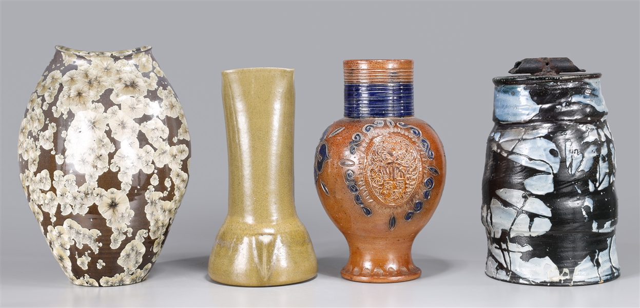 Appraisal: Group of four variuos signed objects including Japanese ceramic vase