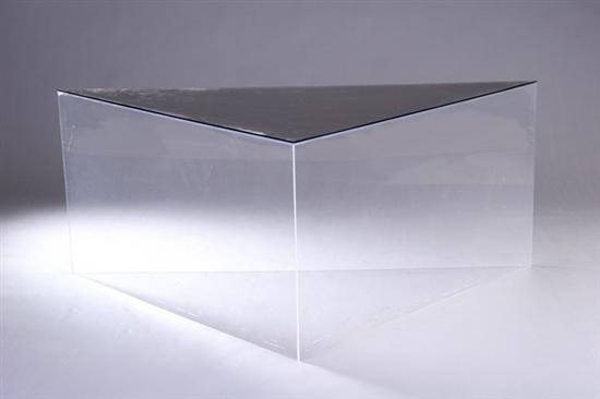 Appraisal: JEFFREY BIGELOW ACRYLIC TRIANGLE CORNER TABLE th century - in