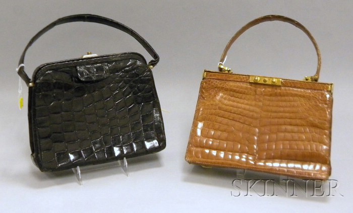 Appraisal: Two Vintage French Crocodile Handbags