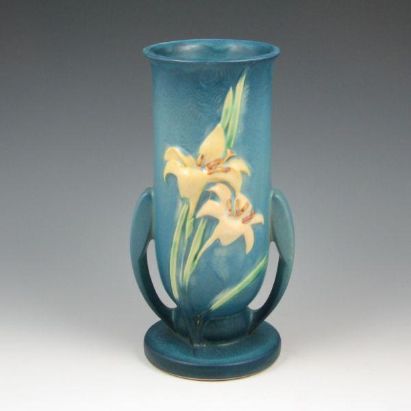 Appraisal: Roseville Zephyr Lily vase in blue Marked Roseville USA -