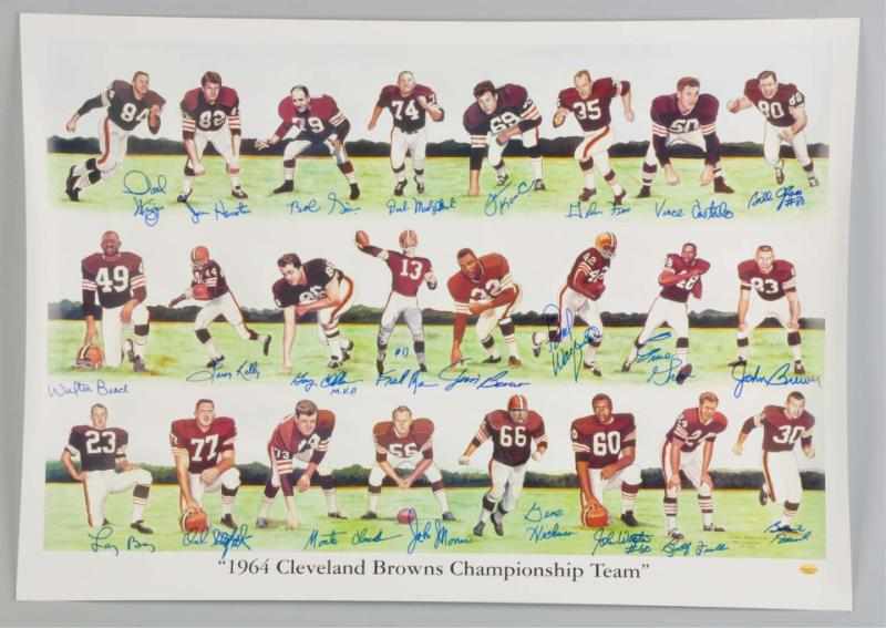 Appraisal: Signed Cleveland Browns Championship Team Litho Description Includes Jim Brown