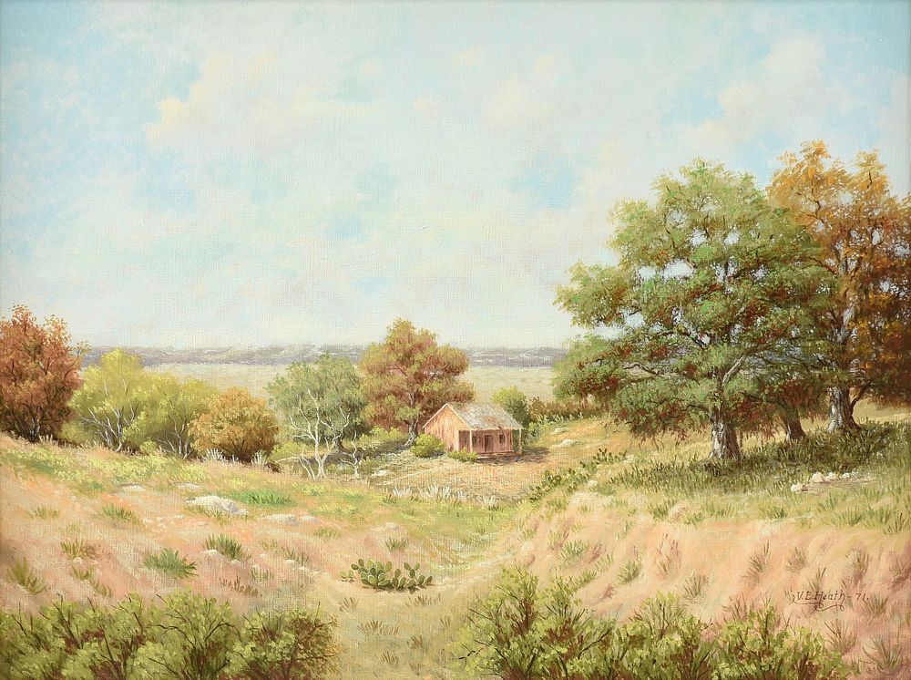 Appraisal: V E HEATH American Texas th Century A PAINTING Pioneer