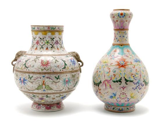 Appraisal: A Group of Two Chinese Qing Style Vases th century