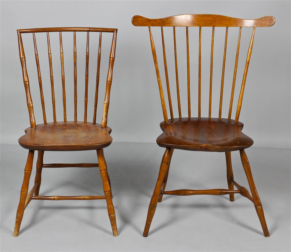 Appraisal: TWO WINDSOR CHAIRS including a fan back Windsor with nine