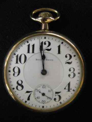 Appraisal: South Bend Railroad Pocketwatch jewels model size gold-filled open face