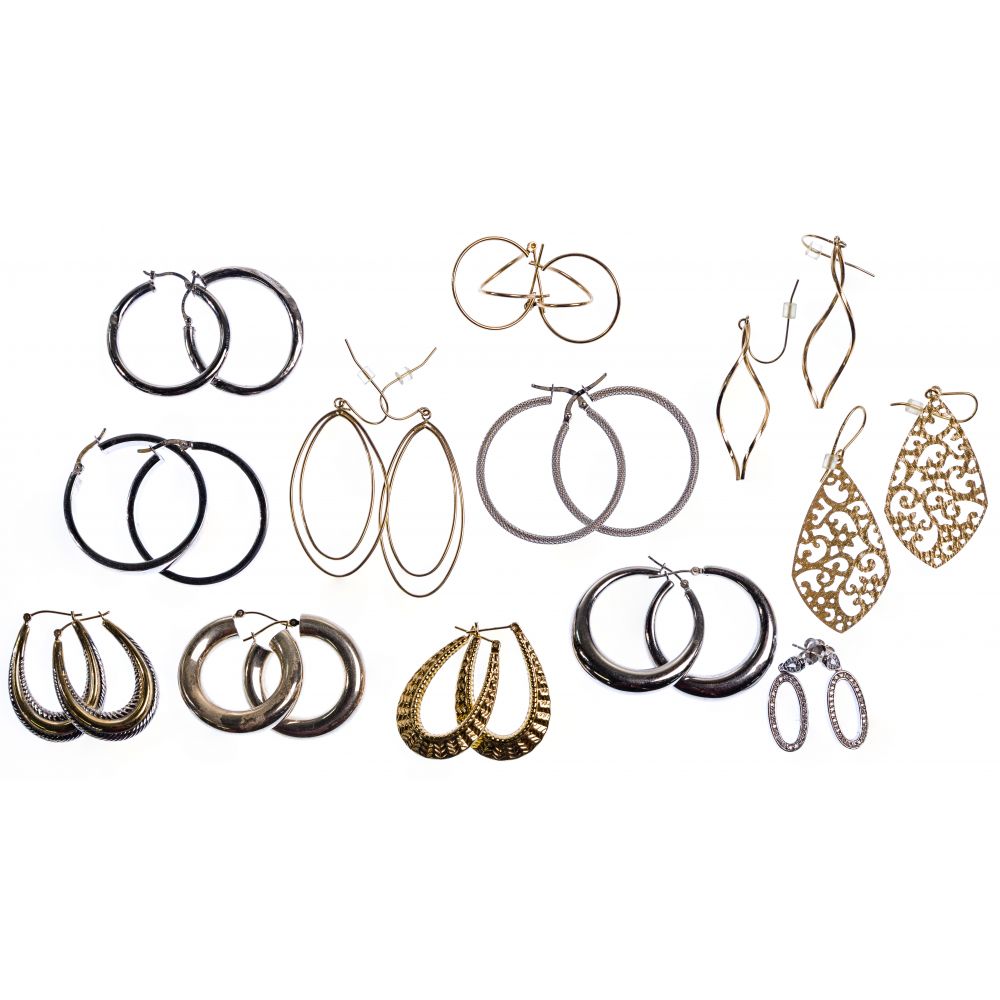 Appraisal: K WHITE AND YELLOW GOLD EARRING ASSORTMENT pairs of pierced