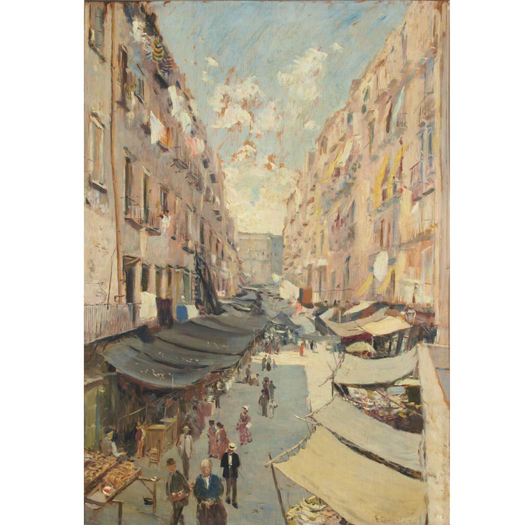 Appraisal: Francesco Cangiullo Italian - Street Scene Naples Signed F Cangiullo