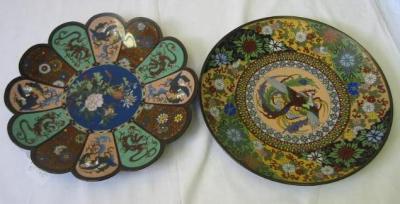 Appraisal: A CLOISONNE CHARGER of lobed form enamelled with panels depicting