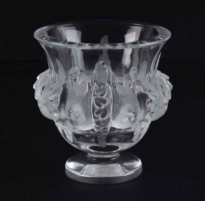 Appraisal: LALIQUE FRENCH CRYSTAL DAMPIERRE VASE Etched Lalique signature '' h