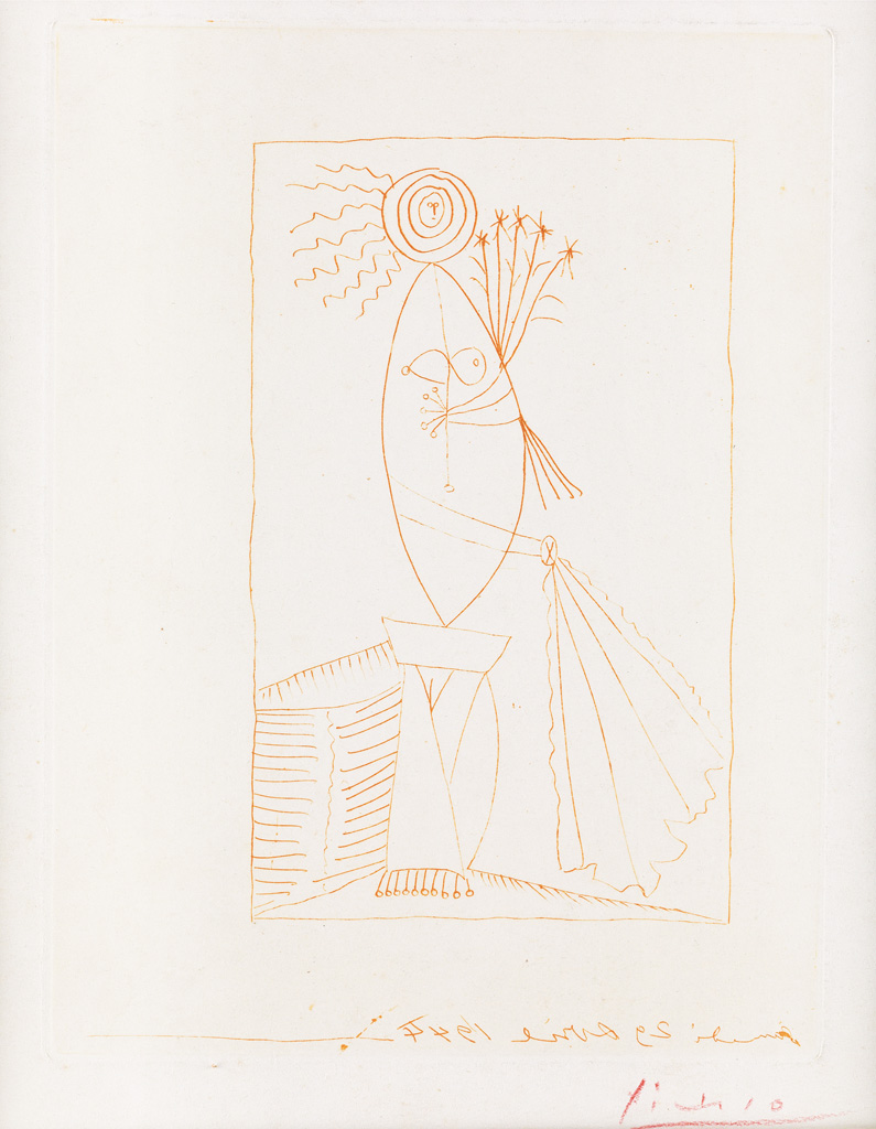 Appraisal: PABLO PICASSO La torera Drypoint printed in reddish brown x