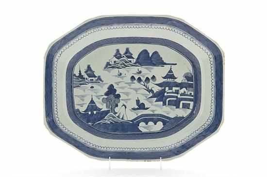 Appraisal: Chinese Export blue-and-white Canton platter th century rectangular form with