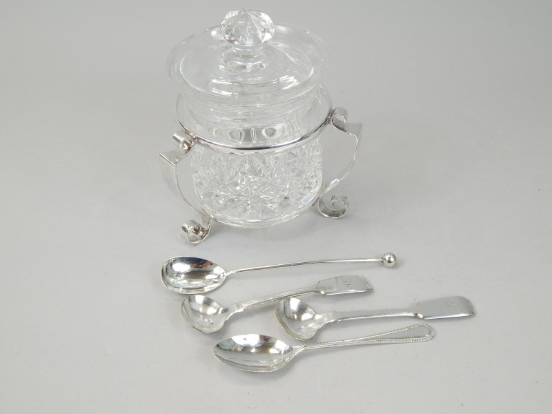 Appraisal: A cut glass preserve jar and cover with an earlier