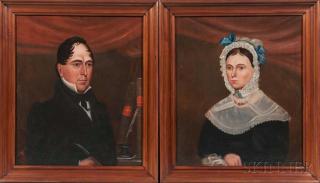 Appraisal: Attributed to E Wiseman American th Century Portraits of a