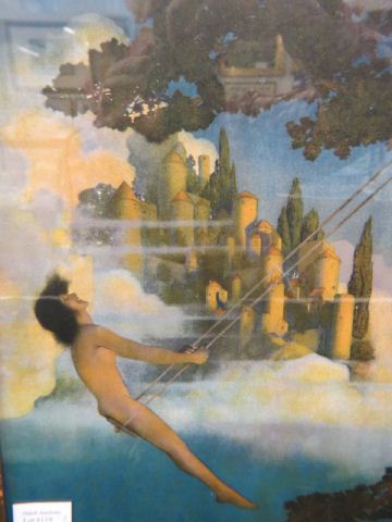 Appraisal: Maxfield Parrish Print Dinkey Bird nude on swing x all