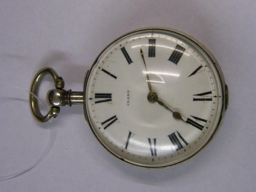 Appraisal: Four silver cylinder engraved fob watches one back hinge a