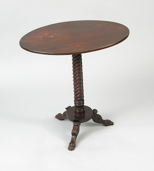 Appraisal: A Walnut Tilt Top Candle Stand Table A walnut tilt