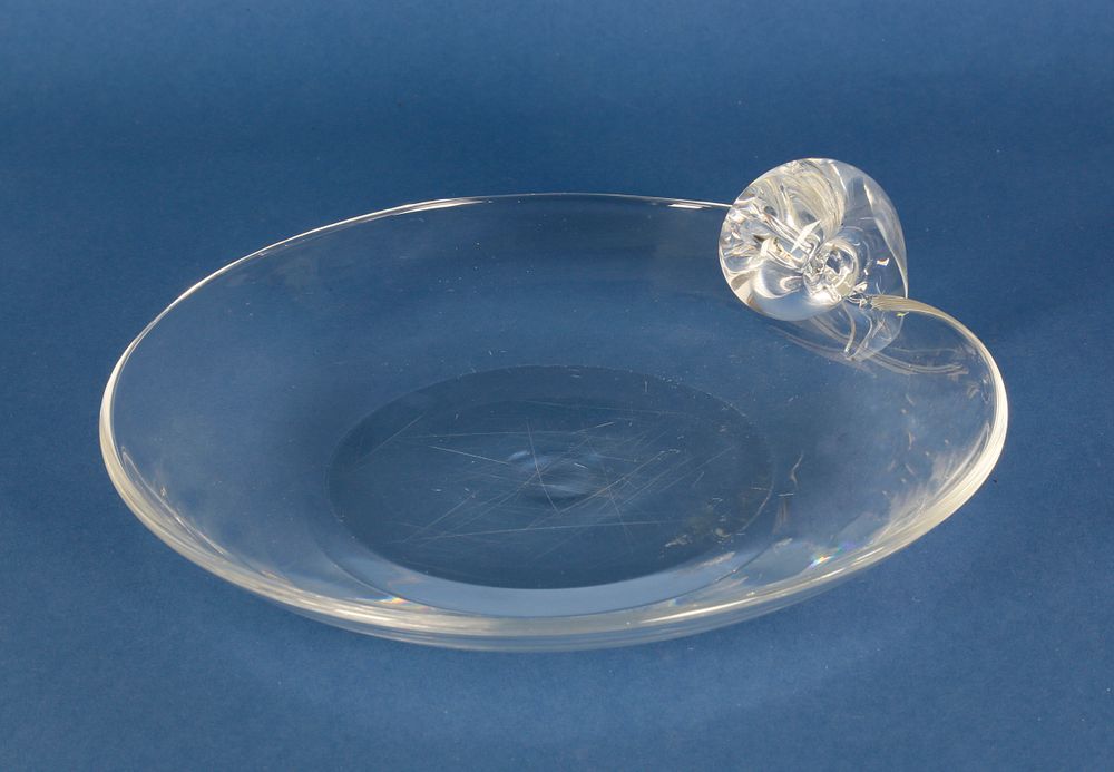 Appraisal: Signed Steuben Clear Crystal Serving Dish Signed Steuben Clear Crystal