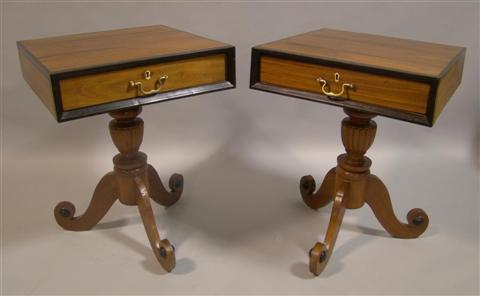 Appraisal: PAIR SRI LANKAN COLONIAL EBONY AND TEAK SIDE TABLES Each