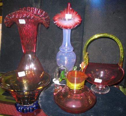 Appraisal: A GROUPING OF CRANBERRY AND OTHER GLASS including a cranberry