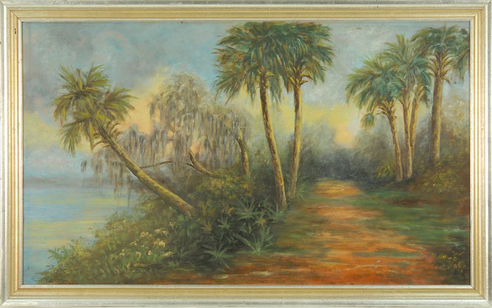 Appraisal: AMERICAN SCHOOLEarly th CenturyLuminous Florida landscape Signed illegibly lower left