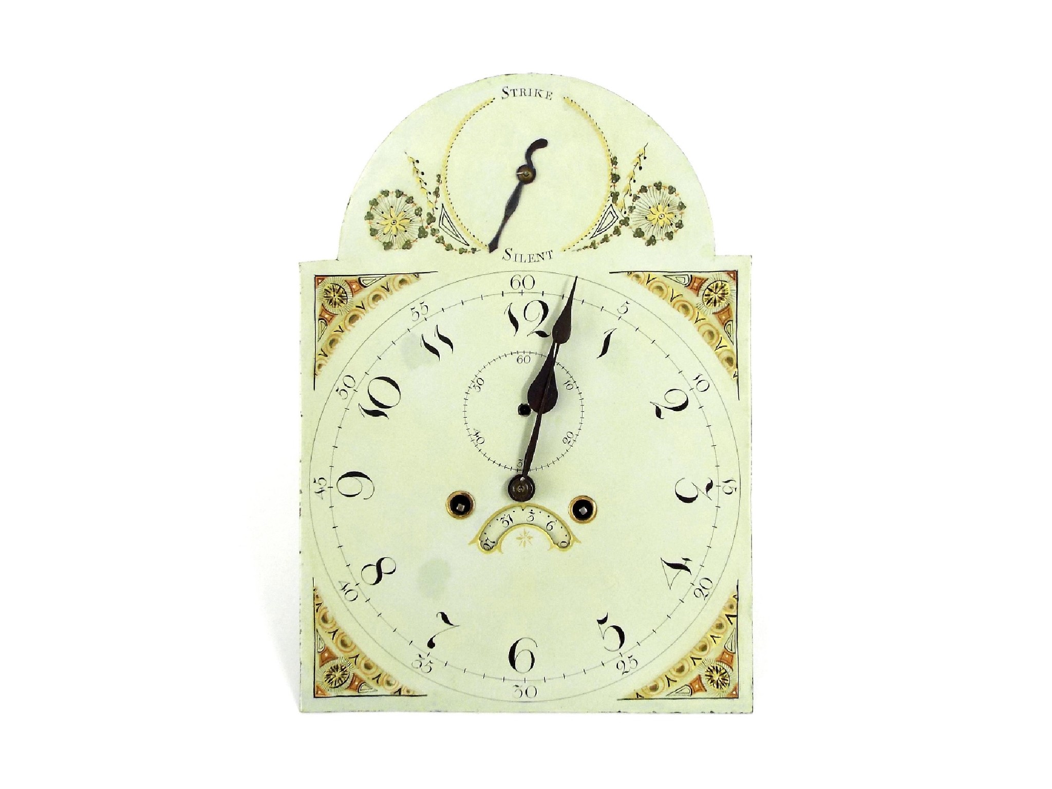 Appraisal: Eight day longcase clock movement the painted arched dial with