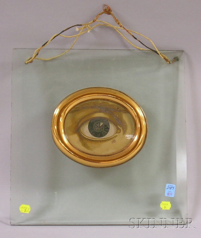 Appraisal: Reverse-painted Glass Optometrist's Eye Sign America late th century mounted