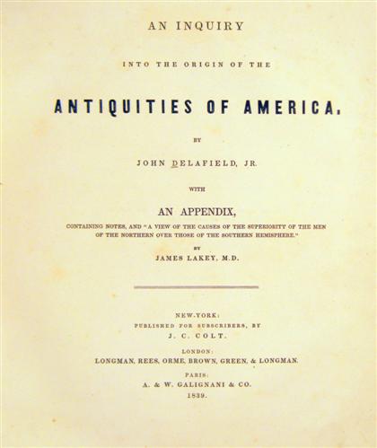 Appraisal: vol Delafield John An Inquiry into The Origin of The