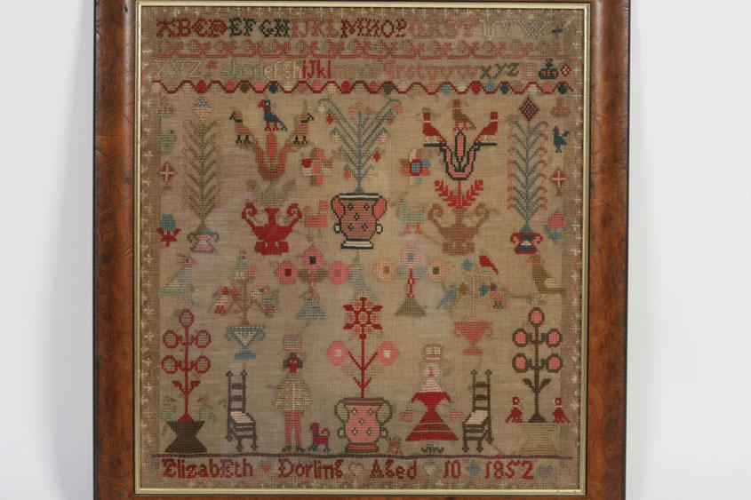 Appraisal: A VICTORIAN NEEDLEWORK SAMPLER by Elizabeth Dorling aged worked with