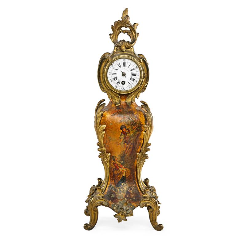 Appraisal: FRENCH GILT-BRONZE MANTEL CLOCK Condition Report