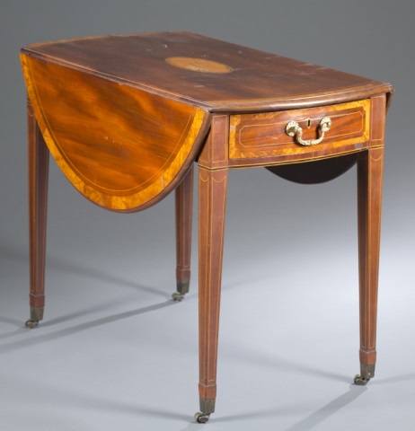 Appraisal: Mahogany with oak secondary Oval drop leaf table with central