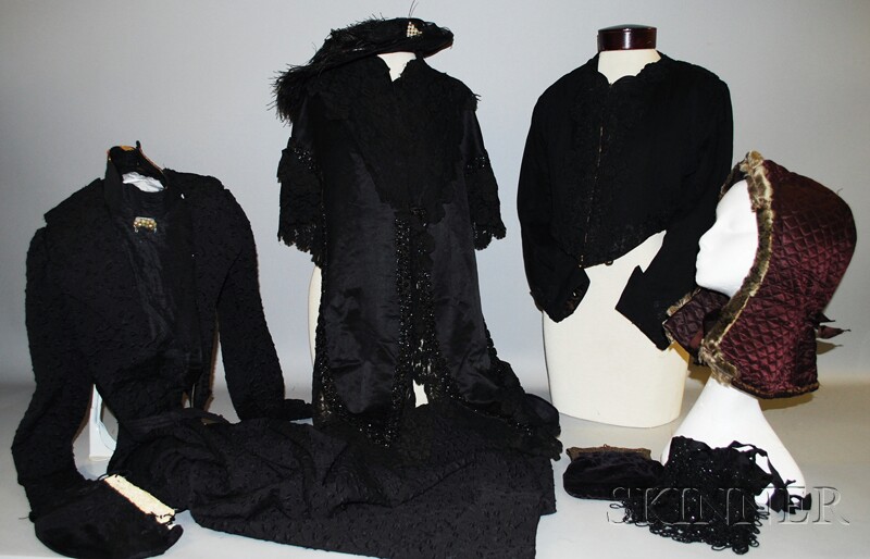 Appraisal: Group of Victorian Clothing including purses a beaded shawl a