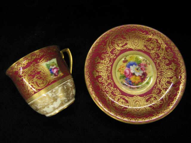 Appraisal: Royal Worcester Demitasse Cups Saucers handpainted floral by artist E