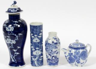 Appraisal: CHINESE BLUE WHITE PORCELAIN COLLECTION FOUR PIECES CHINESE BLUE WHITE