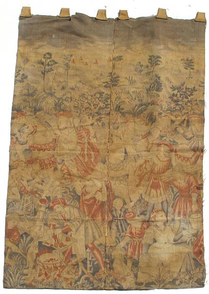 Appraisal: A Belgian painted tapestry size approximately ft in x ft