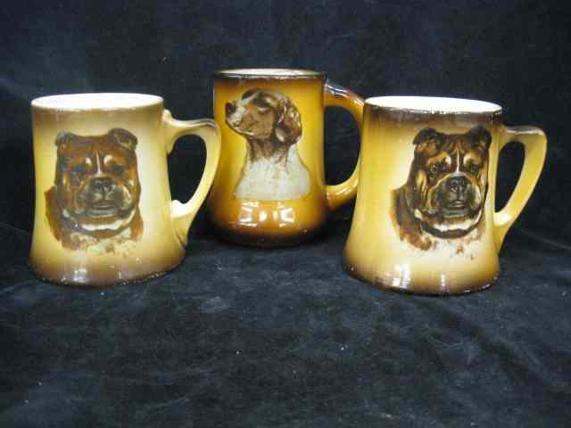 Appraisal: Canine Decorated Pottery Mugs probably Warwick circa