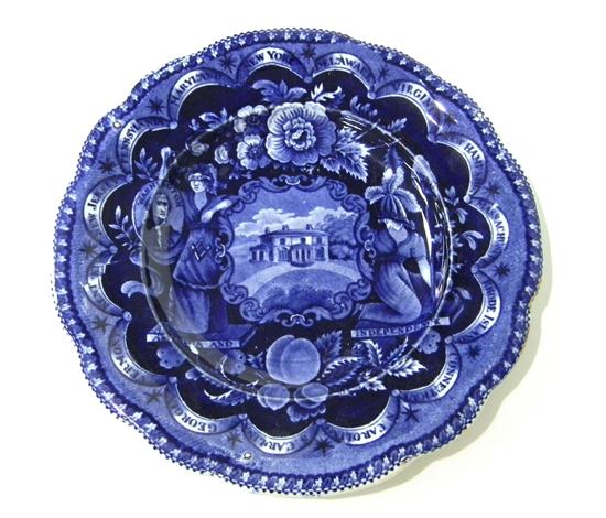 Appraisal: Staffordshire blue transfer-ware plate states pattern with G Washington and