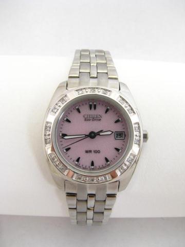 Appraisal: Lady's Citizen Wristwatch Pink Dial Eco-Drive Diamond Bezel