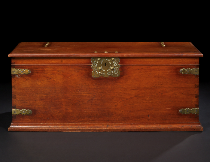 Appraisal: Victorian Brass-Bound Mahogany Coffer third quarter th century the rectangular