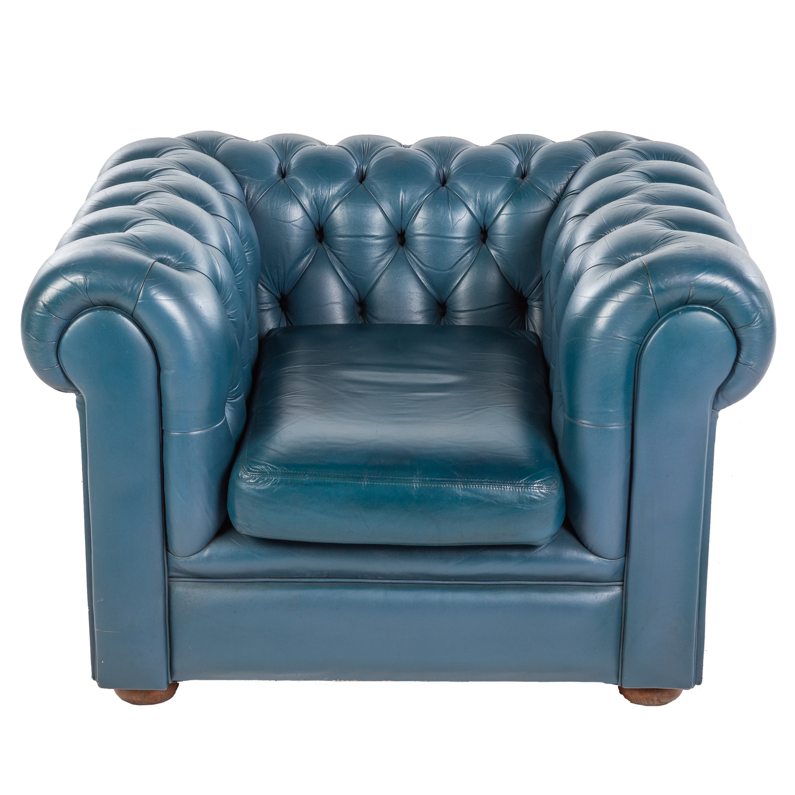 Appraisal: TUFTED LEATHER ARM CHAIR in H in W in D